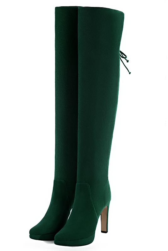 Forest green dress thigh-high boots for women - Florence KOOIJMAN